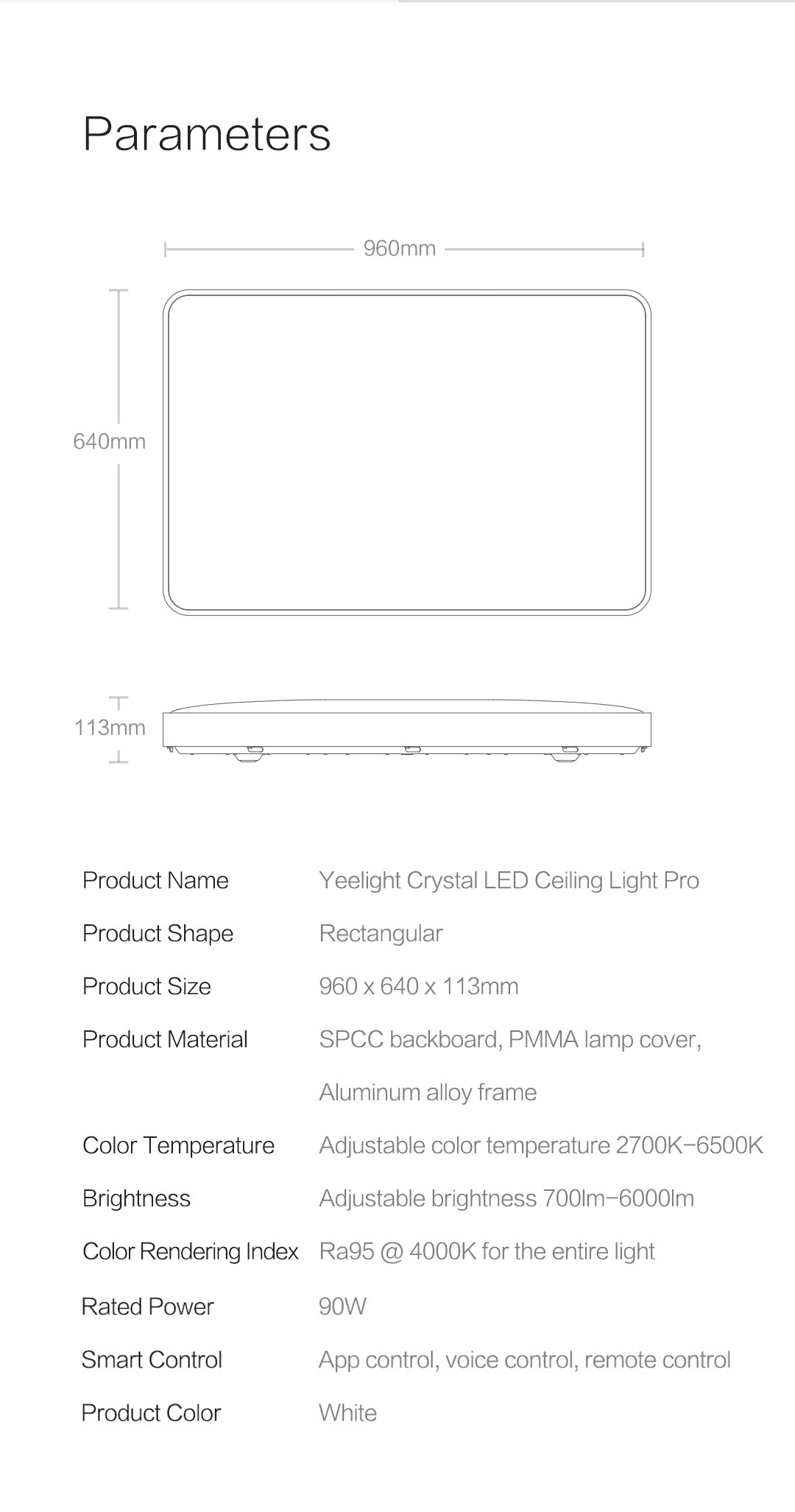 yeelight crystal led ceiling light pro