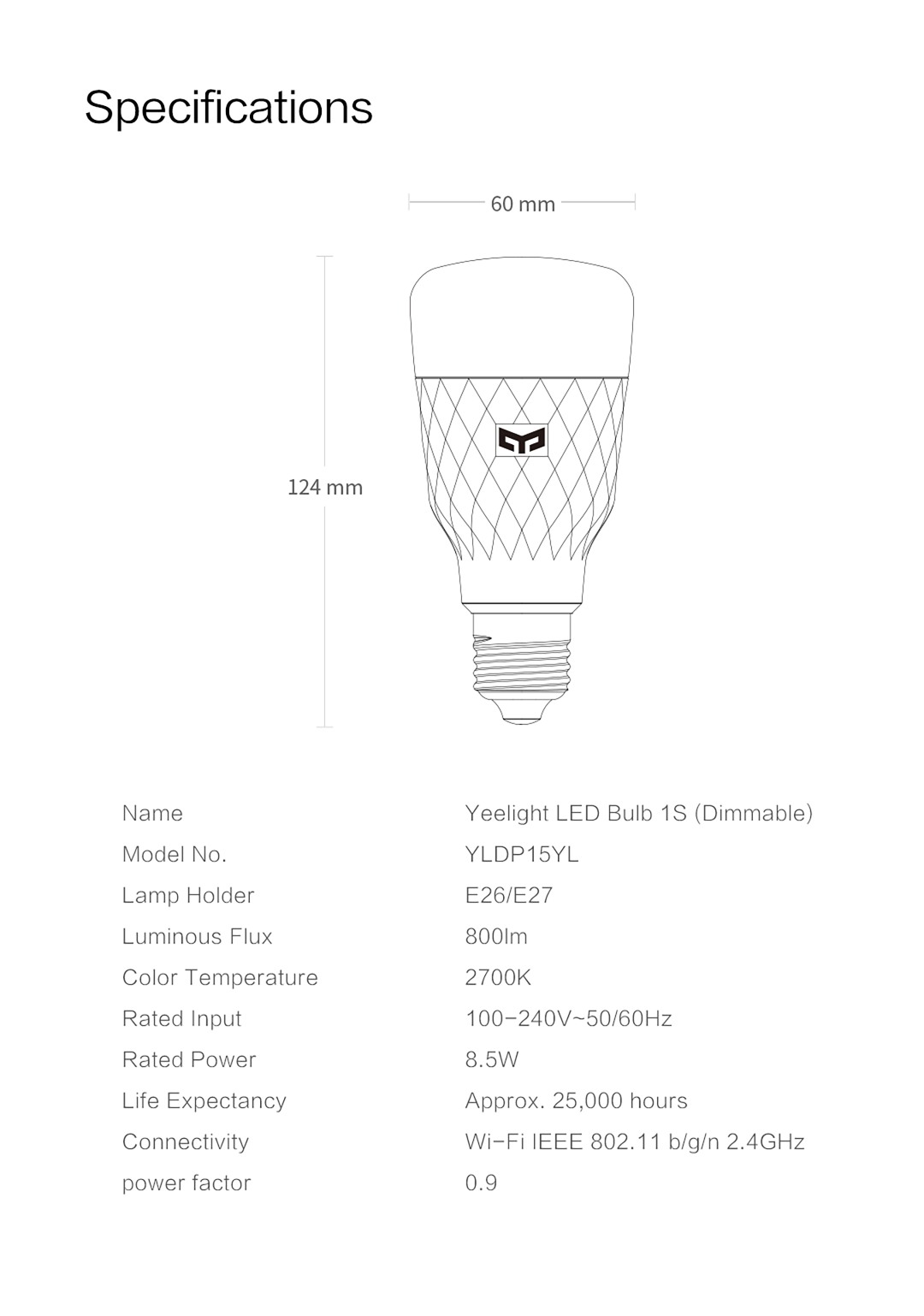 Yeelight Smart LED Bulb 1S Colorful RGB E27 1SE Lamp Light Bulb For Mi Home  White Option Smart Dimmer Switch
